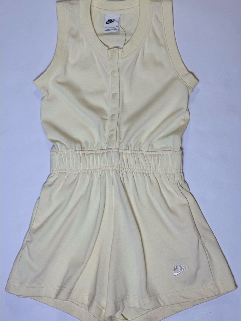 Nike Cream Sleeveless Girls' Button-Front Romper in Coconut Milk White Small NWT